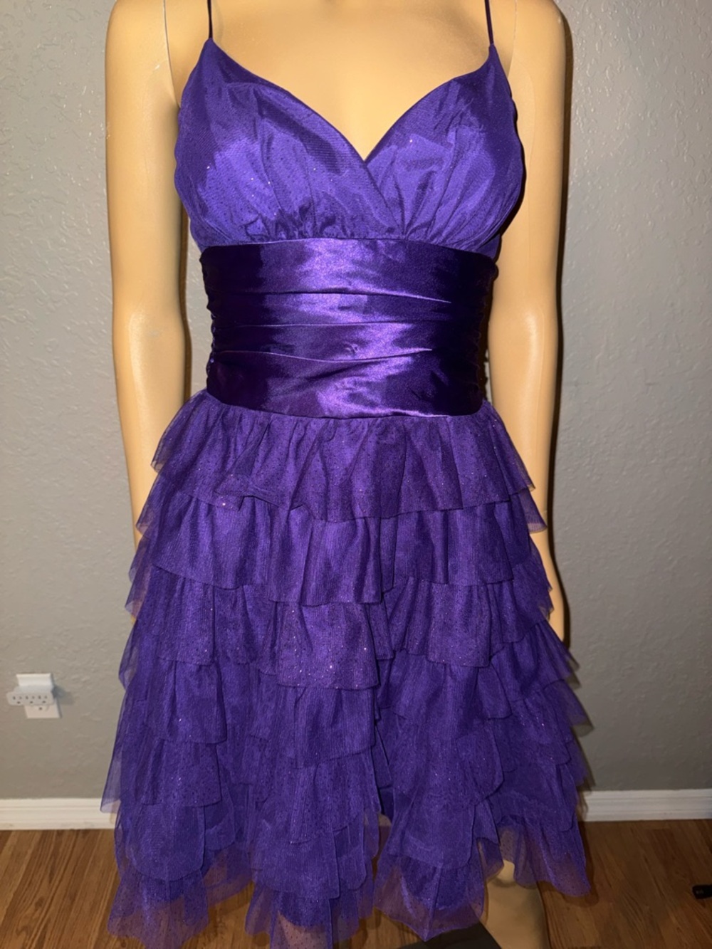 Masquerade Purple Satin Tiered Dress